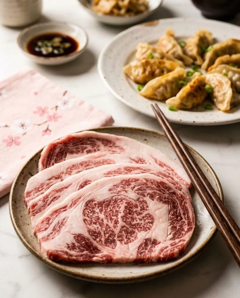 Gyoza au Porc Noir Berkshire : la Recette Kurobuta (Kurobuta gyoza) 7 Porc Berkshire haché avec persillage naturel pour gyoza au porc noir