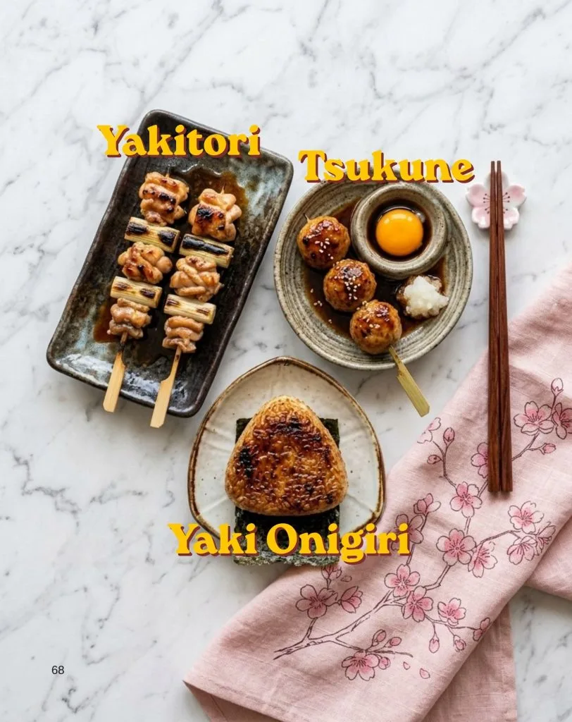 Natsu : 63 Recettes Japonaises Estivales et Traditionnelles 10 Yakitori – Apportez l'ambiance des ruelles de Tokyo directement dans votre jardin ou votre cuisine.