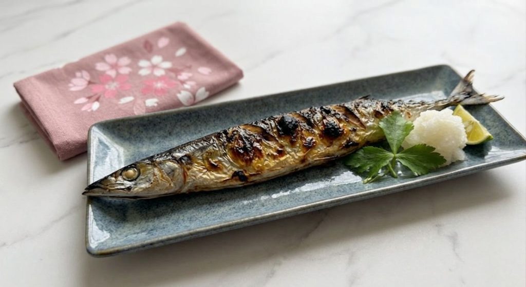 Sanma grillé au sel - Sanma shioyaki 秋刀魚の塩焼き