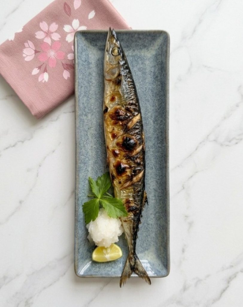 Sanma grillé au sel - Sanma shioyaki 秋刀魚の塩焼き