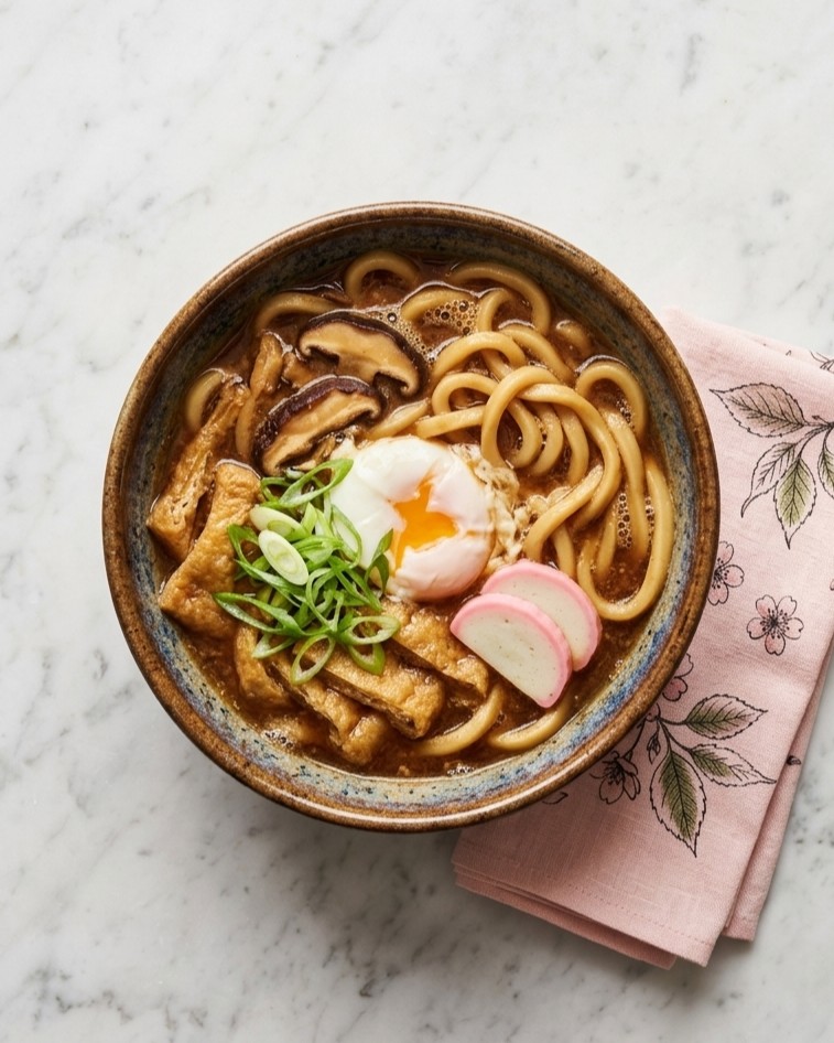 miso nikomi udon - nouilles udon épaisses mijotées directement dans un bouillon chaud au miso rouge