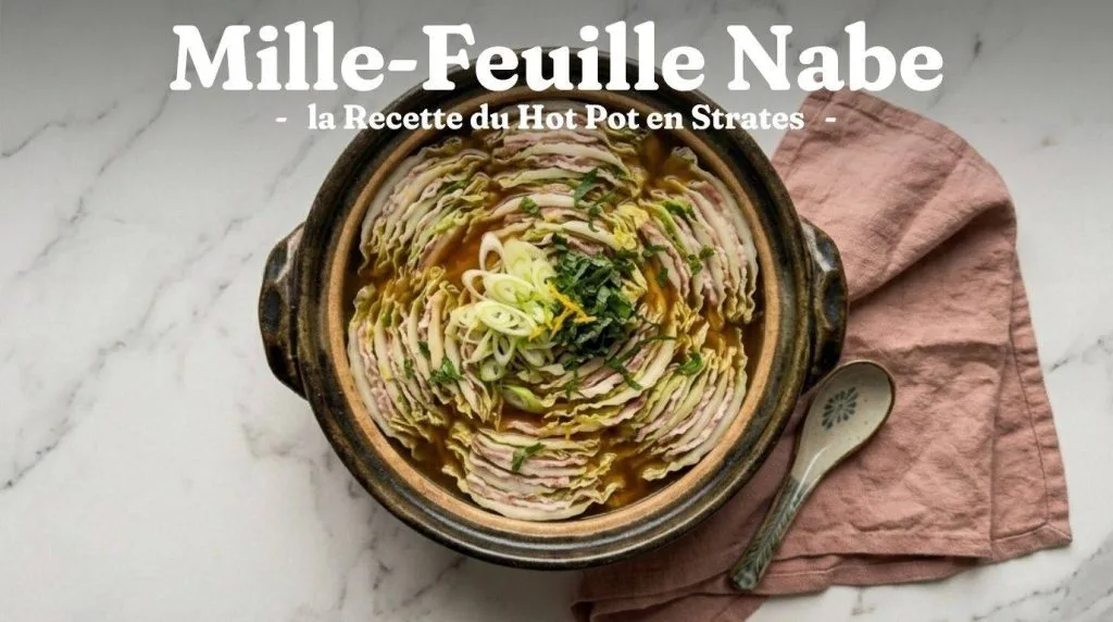 Le mille-feuille nabe (ミルフィーユ鍋) est un plat chaud japonais (nabemono) très populaire, composé de fines feuilles de chou chinois (chou napa) et de tranches de poitrine de porc superposées en alternance pour former des milliers de couches.