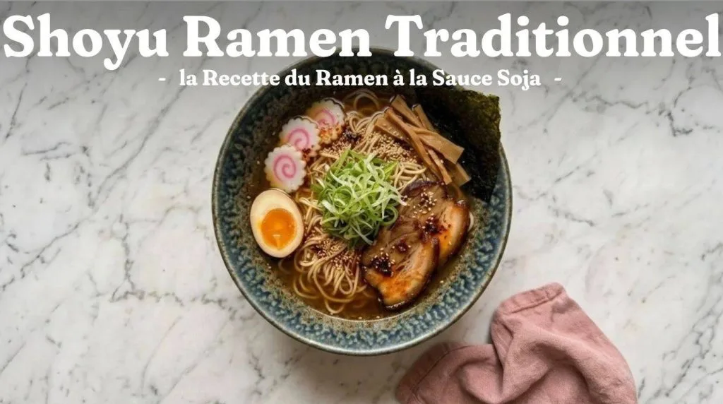 Shoyu ramen (醤油ラーメン) : le ramen originel de Tokyo. Bouillon clair chintan, shoyu tare ambrée à la sauce soja, nouilles fines ondulées et huile de negi.