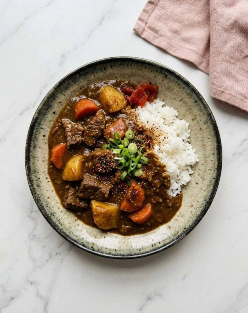 Le curry japonais (karē) est l'un des plats les plus populaires et réconfortants du Japon. Contrairement au curry indien, il se distingue par sa texture plus épaisse, son aspect nappant et son goût plus doux et légèrement sucré.