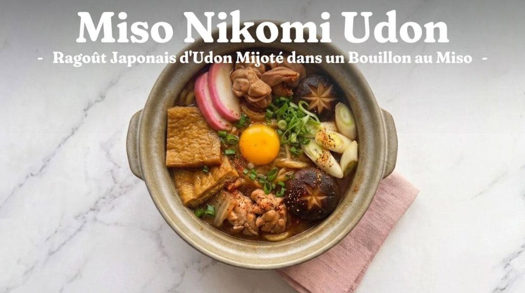 Curry Udon : la recette traditionnelle des nouilles japonaises au curry 19 Le miso nikomi udon est un nabe emblématique de la région de Nagoya, composée d'épais udon mijotés directement dans un bouillon au miso rouge.